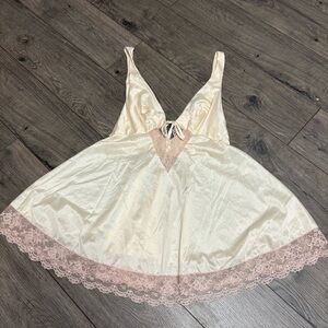 Vintage cream slip mini dress tank top glydons of Hollywood medium